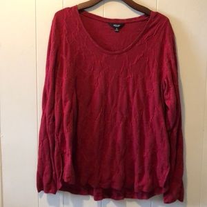 Vera Wang Womens Burgundy Pucker Cotton Modal LS Tunic XL